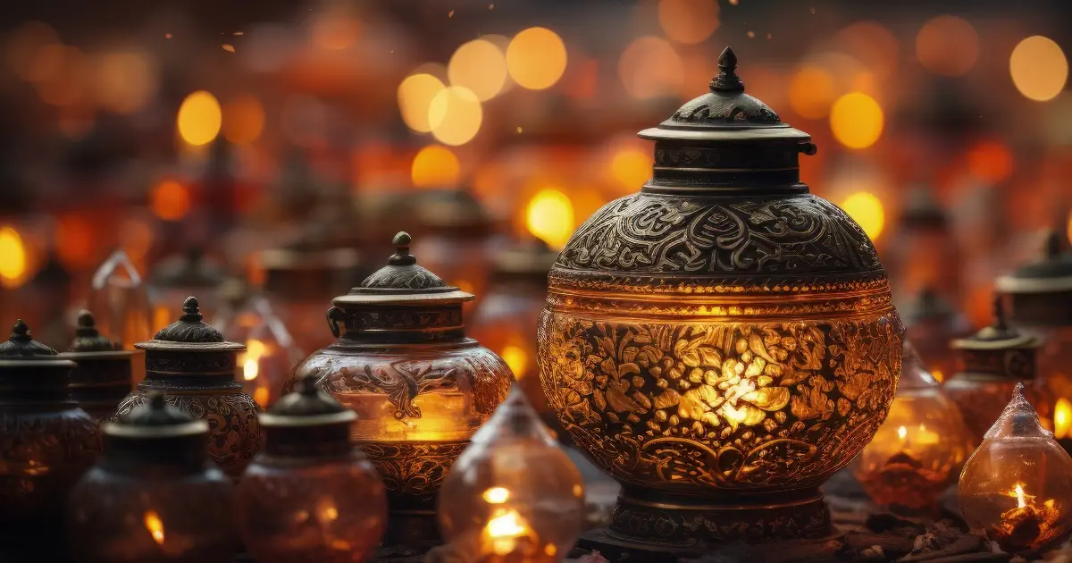 beautiful tea lights and lanterns lit to Celebrate Navaratri & Vijay Dasami