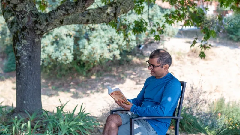 rotational volunteer taking time in nature to rest and reflect at Mount Madonna