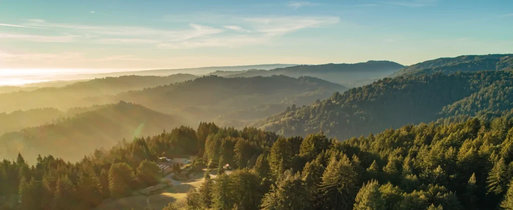 photo of the Santa Cruz Mountains and ocean, featured on the homepage of Mount Madonna's website, a recent Davey Awards Gold Winner