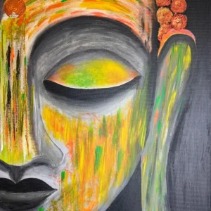 Painting of the face of Buddha for the Demystifying Divinity May retreat at Mount Madonna