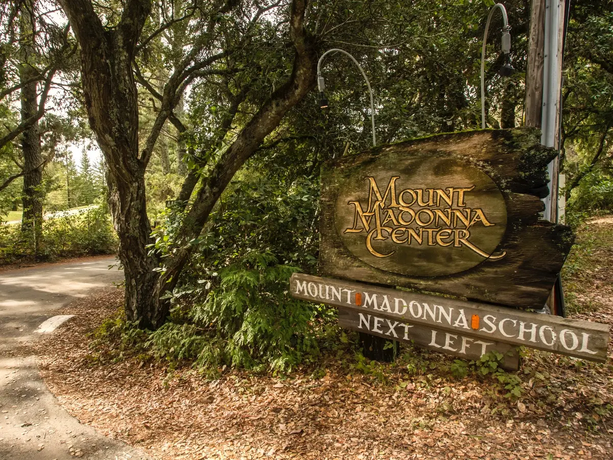 Mount Madonna's sign on Summit Road
