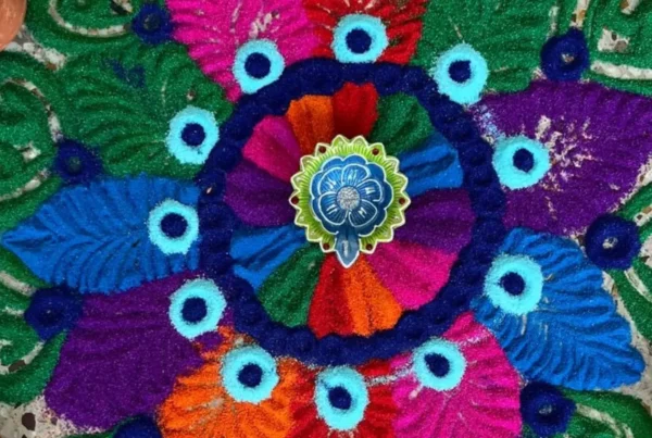 A rangoli for Diwali, made during the Yoga Diwali India program