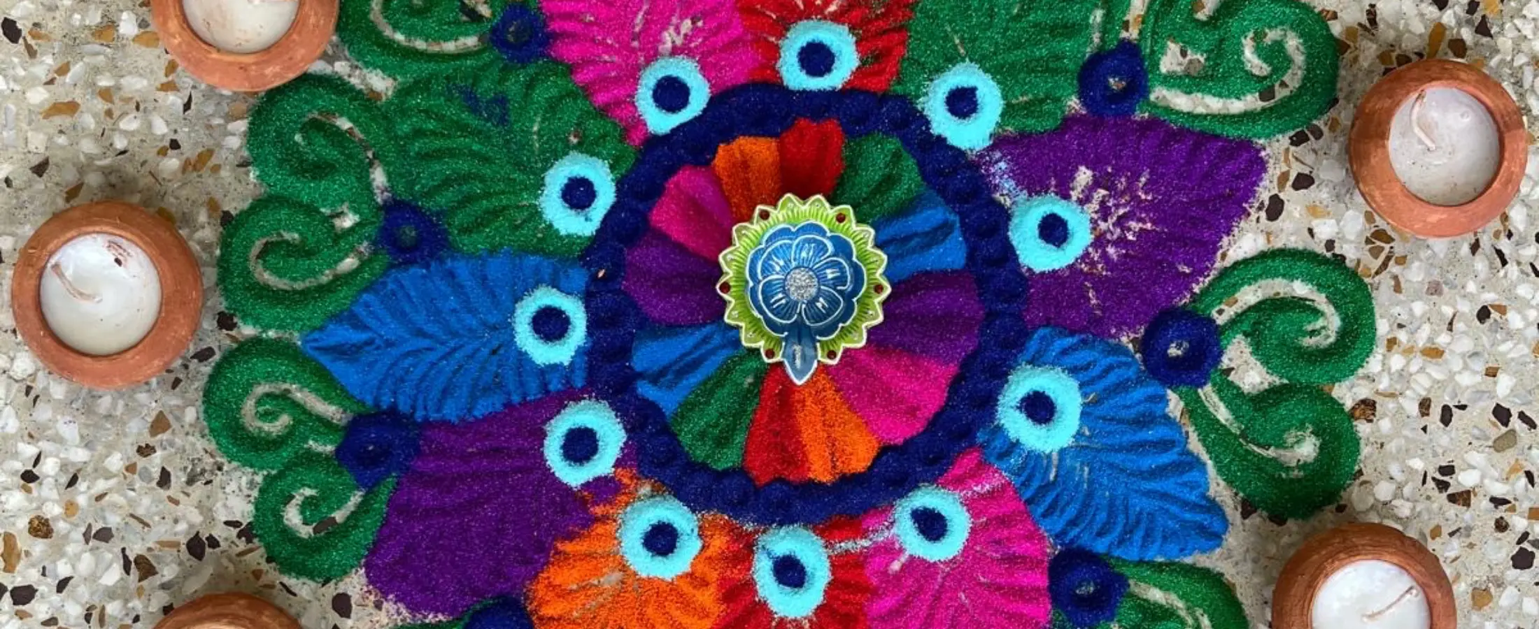 A rangoli for Diwali, made during the Yoga Diwali India program