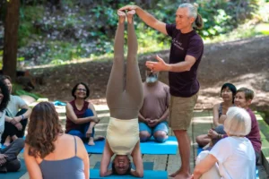 People in a yoga class during a Yoga Teacher Training at Mount Madonna
