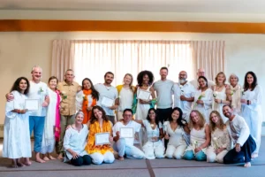 Students gathered for Yoga Teacher Training YTT 200 graduation